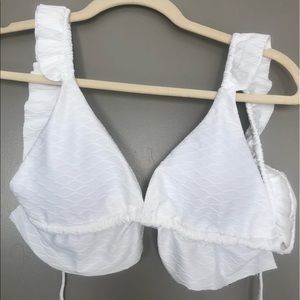 Ruffle scaled white bikini top